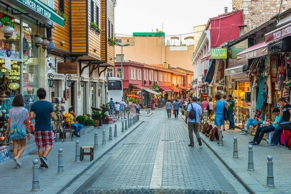 streets of kayseri in the tourist area in turkey
